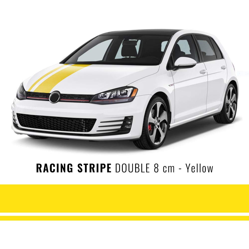 Quattroerre Double Maxi Racing Stripes, Yellow, 80 mm x 5 mt