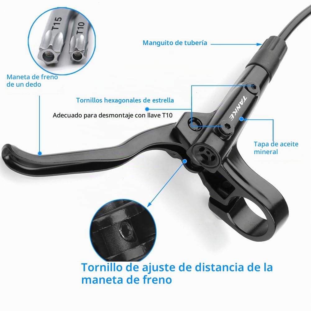 Juego de frenos hidráulicos, frenos de disco hidráulicos de bicicleta de montaña, freno de disco de presión de aceite de bicicleta, juego de frenos de disco hidráulicos MT200 para bicicleta de montaña