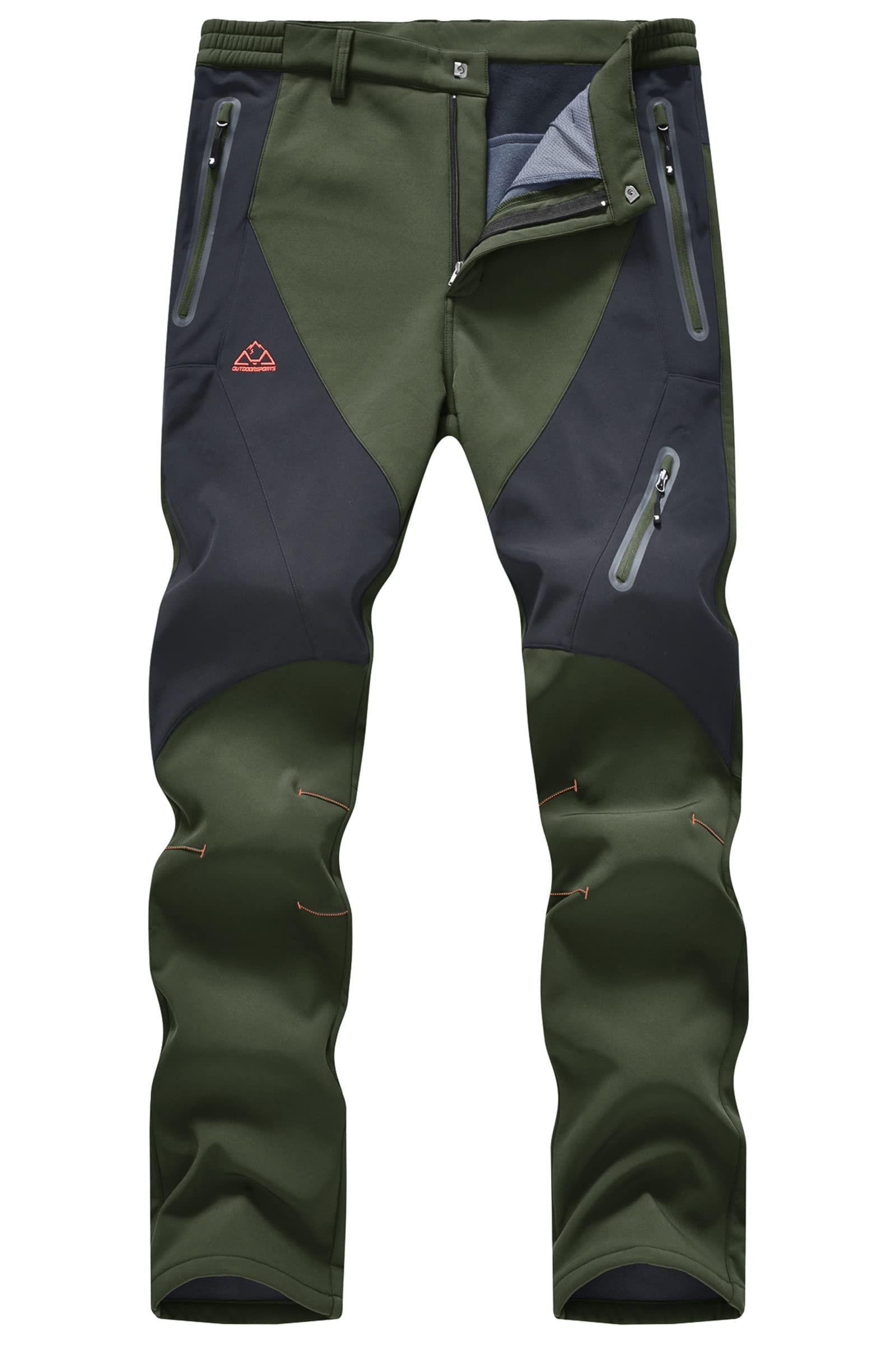 RdrukoMen's Waterproof Trousers Fleece Lined Winter Warm Ski Trousers Outdoor Hiking Walking Fishing Camping Pants with Zip Pockets