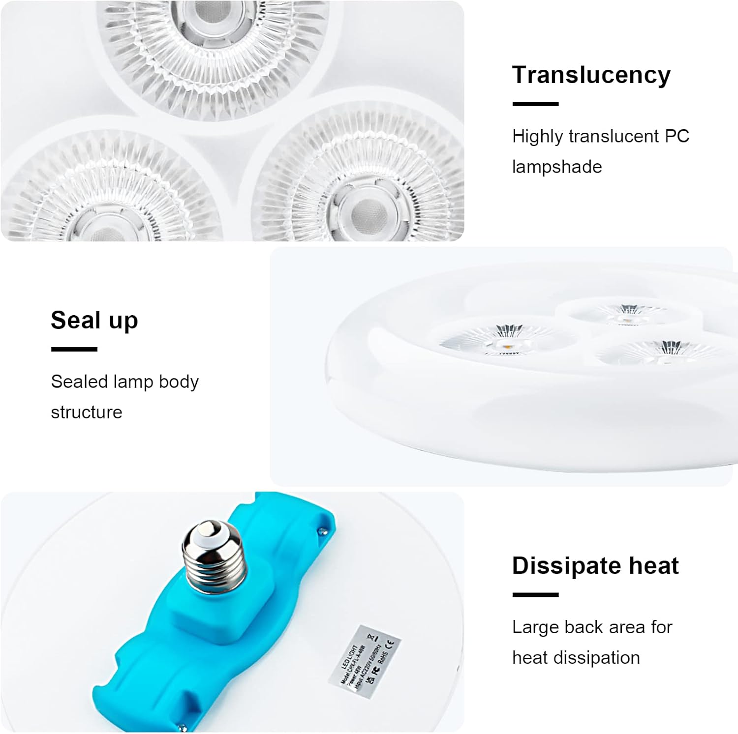 CREATESTAR Flat LED Ceiling Light, RGB Color Change UFO Light Fixture, Easy-Installation Energy Saving Lamp with Detachable E26 Base for Home Lighting, Living Room, Hallway