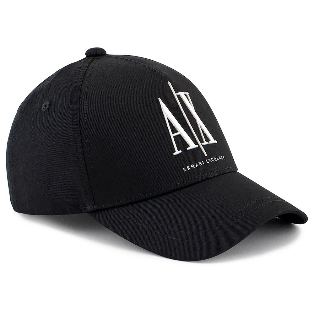 Armani Exchange Gorra de béisbol con Visera Curvada en Contraste Frontal para Hombre, Color Negro, TU, Negro (Black Beauty), Talla única