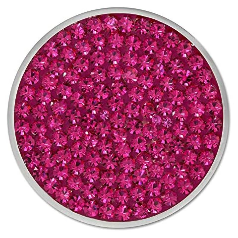 Amello Coins pink fuchsia 30 mm Einleger Damen Zirkonia Coin Edelstahl ESC301P Edelstahl Coin Cover