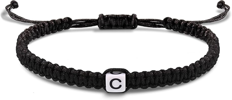 Initial Bracelets for Women Men Gifts for Her Teen Girl Best Friend Birthday Graduation Dainty Braided Bracelets Letter A-Z Charm Adjustable Link Mother's Day Jewelry Mom Christmas Gifts Valentine's Day Jewelry
