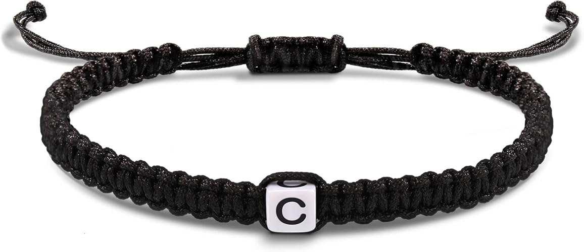Initial Bracelets for Women Men Gifts for Her Teen Girl Best Friend Birthday Graduation Dainty Braided Bracelets Letter A-Z Charm Adjustable Link Mother's Day Jewelry Mom Christmas Gifts Valentine's Day Jewelry