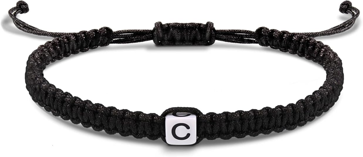 Initial Bracelets for Women Men Gifts for Her Teen Girl Best Friend Birthday Graduation Dainty Braided Bracelets Letter A-Z Charm Adjustable Link Mother's Day Jewelry Mom Christmas Gifts Valentine's Day Jewelry