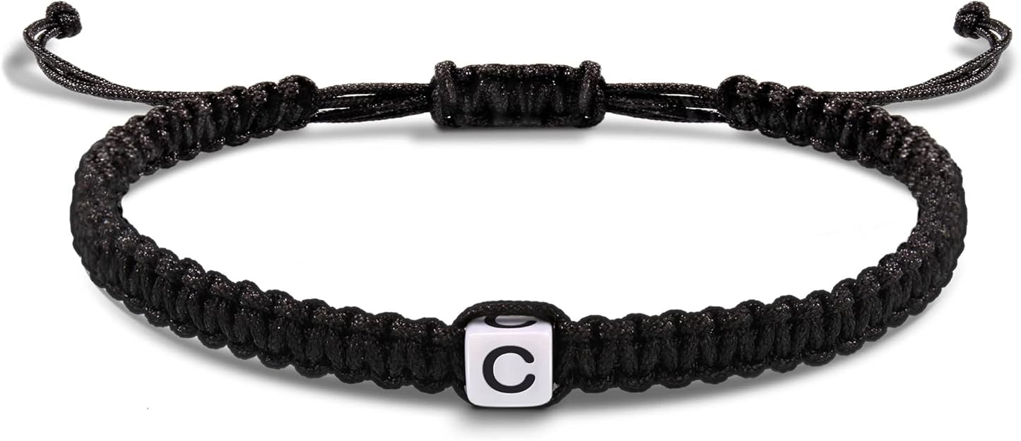 Initial Bracelets for Women Men Gifts for Her Teen Girl Best Friend Birthday Graduation Dainty Braided Bracelets Letter A-Z Charm Adjustable Link Mother's Day Jewelry Mom Christmas Gifts Valentine's Day Jewelry