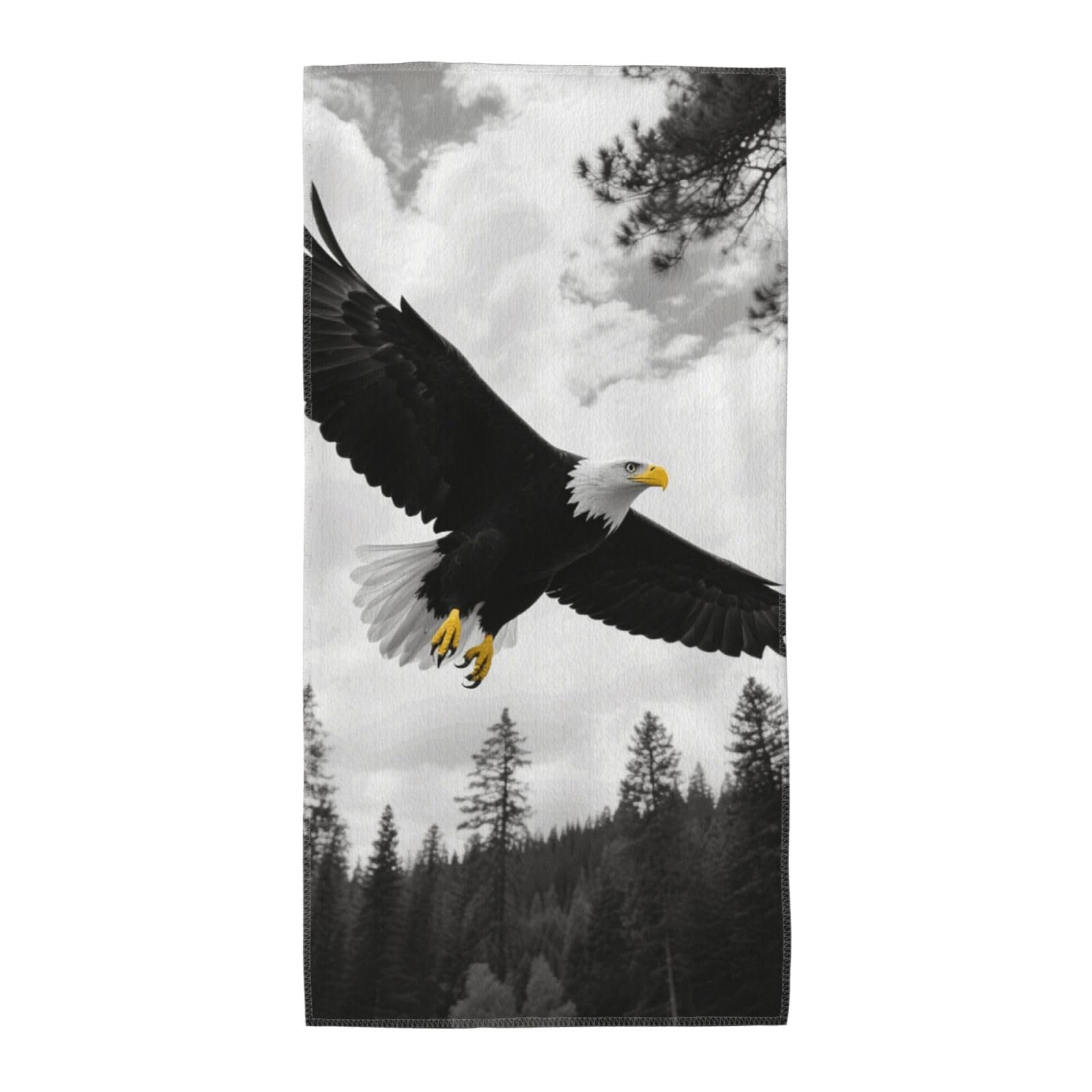 FekiLoot Absorbent Hand Towels 12"X24" Decorative Bathroom Towel Soft Microfiber Face Towel Balck Eagle Forest Dish Kitchen Towels for Bathroom Kitchen Hotel Spa Bath Towels