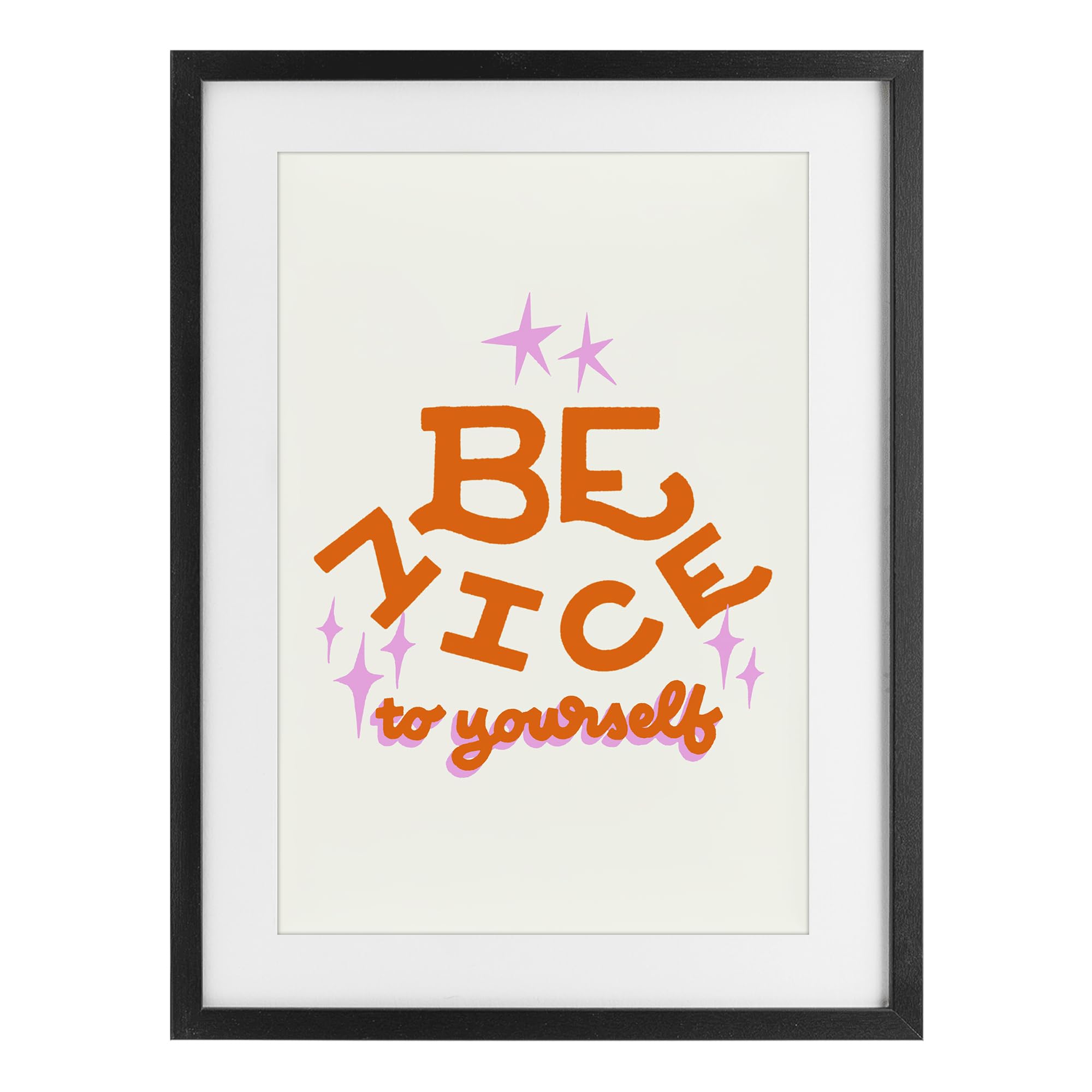 Stupell Industries 'Be Nice To Yourself', Framed Print Under Glass, Black, 14 x 20 Inches, Easy to Hang and Sturdy, Made in USA, by Indira Prieto | IndySign
