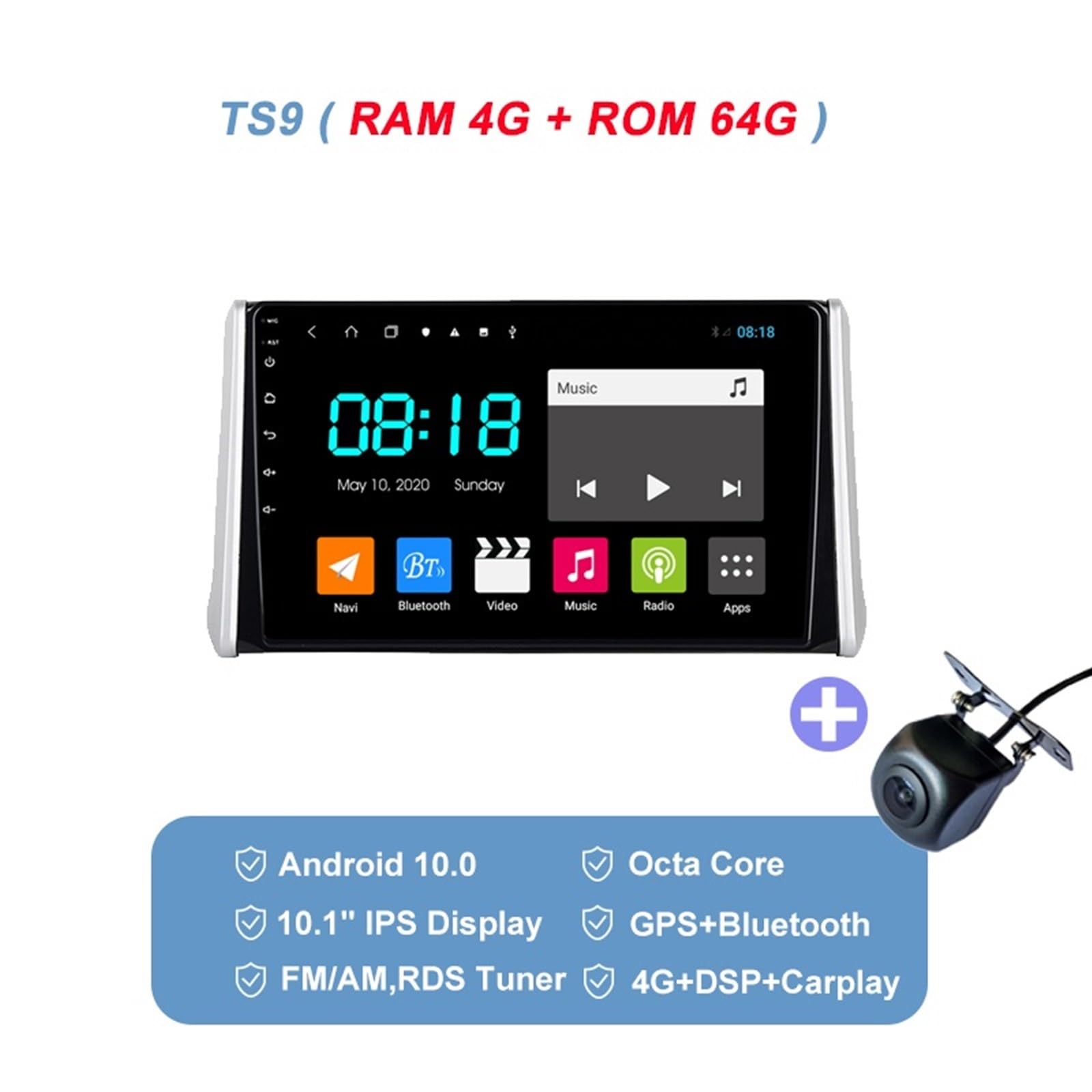 10.1 "Android .0 RAM 4G ROM 64G, dla RAV4, 2019 samochodowy odtwarzacz Dvd Gps radio z nawigacją multimedialny radioodtwarzacz stereo