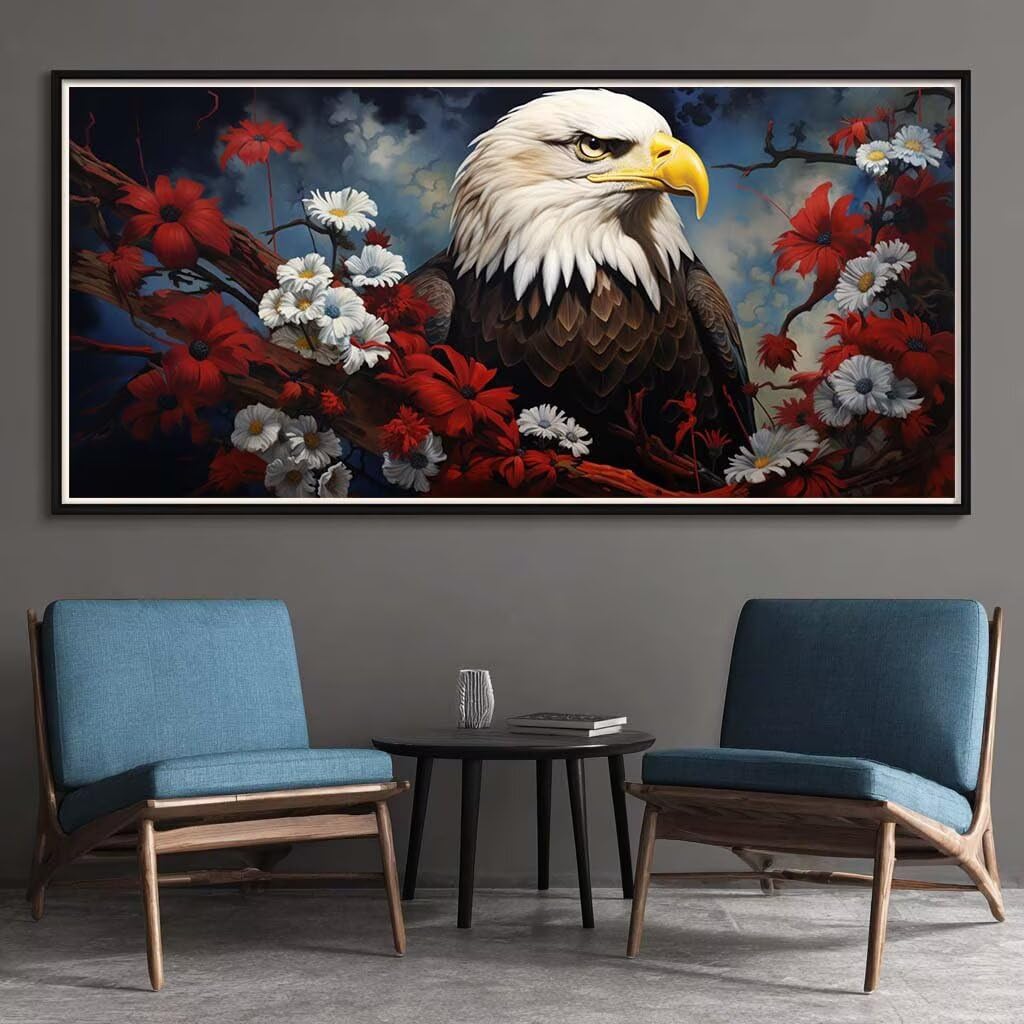 Diamond Painting Kits for Adults, 5D Diamond Art Eagle 60x150cm, DIY Large Daisies Dimond Art kits Adults, Full Drill Crystal Rhinestone Embroidery Canvas Gem Art Craft for Home Wall Decor (DP365)