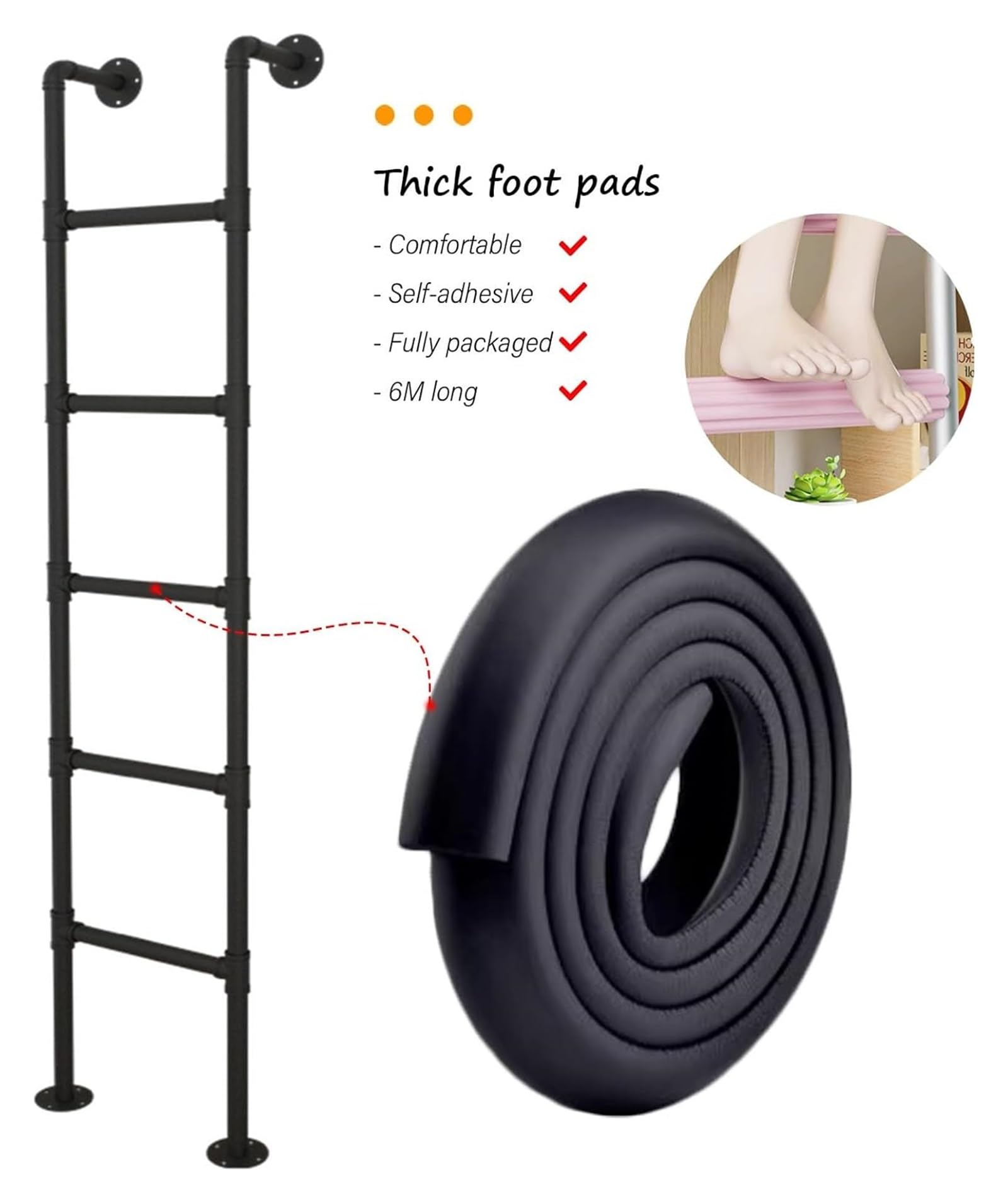 Escalera de literas de Alta Resistencia de 165,1 cm para Adultos y Personas Mayores: solución Ideal para Subir a autocaravanas, remolques, altillos y sótanos. Accesorio de Salida de emergenc