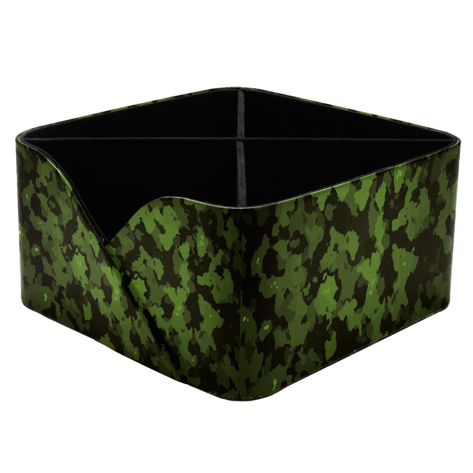 KengjuTesu Green Camouflage Desktop Organizer Pen Holder, Rectangular Pencil Cup for Office, Study and Makeup Stations