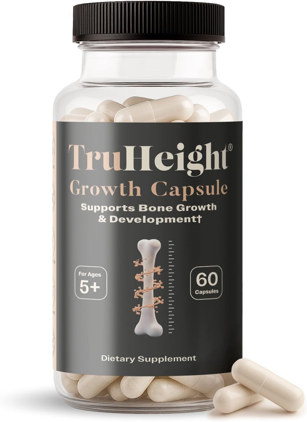 TruHeight Growth Capsules - Tall Nutrition for Natural Growth Supplement for Kids & Teens - Pediatric Vitamin D, K, Calcium & Ashwagandha - Kids Vitamins D3 K2 Pills, Taller Ages 5+ (Pack of 2)