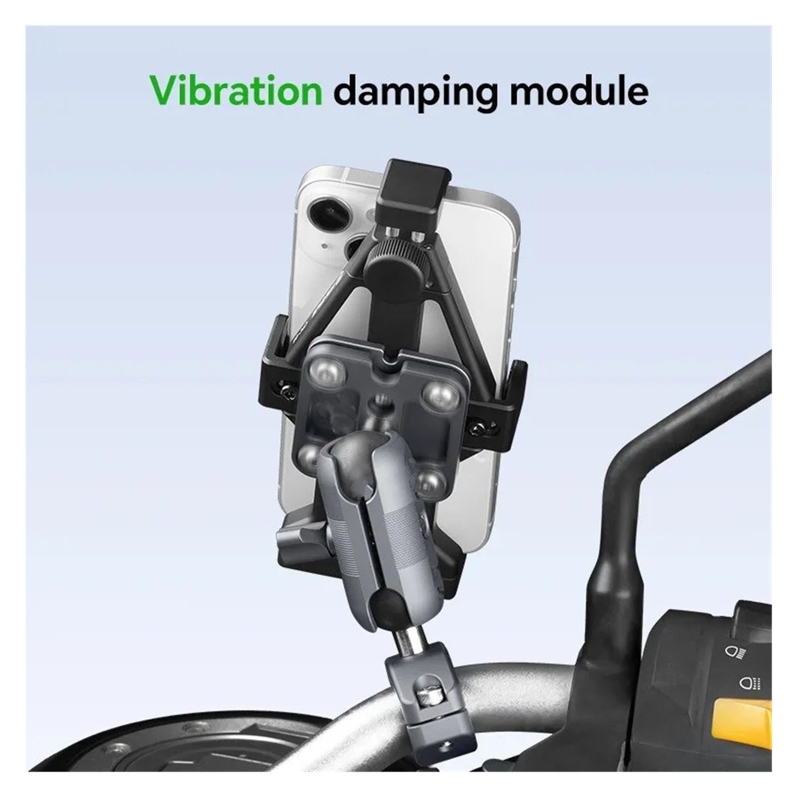 Support GPS Moto Support De Téléphone pour Moto, Fixation Guidon Réglable Et Rotative À 360° en Alliage D'aluminium avec Amortisseur