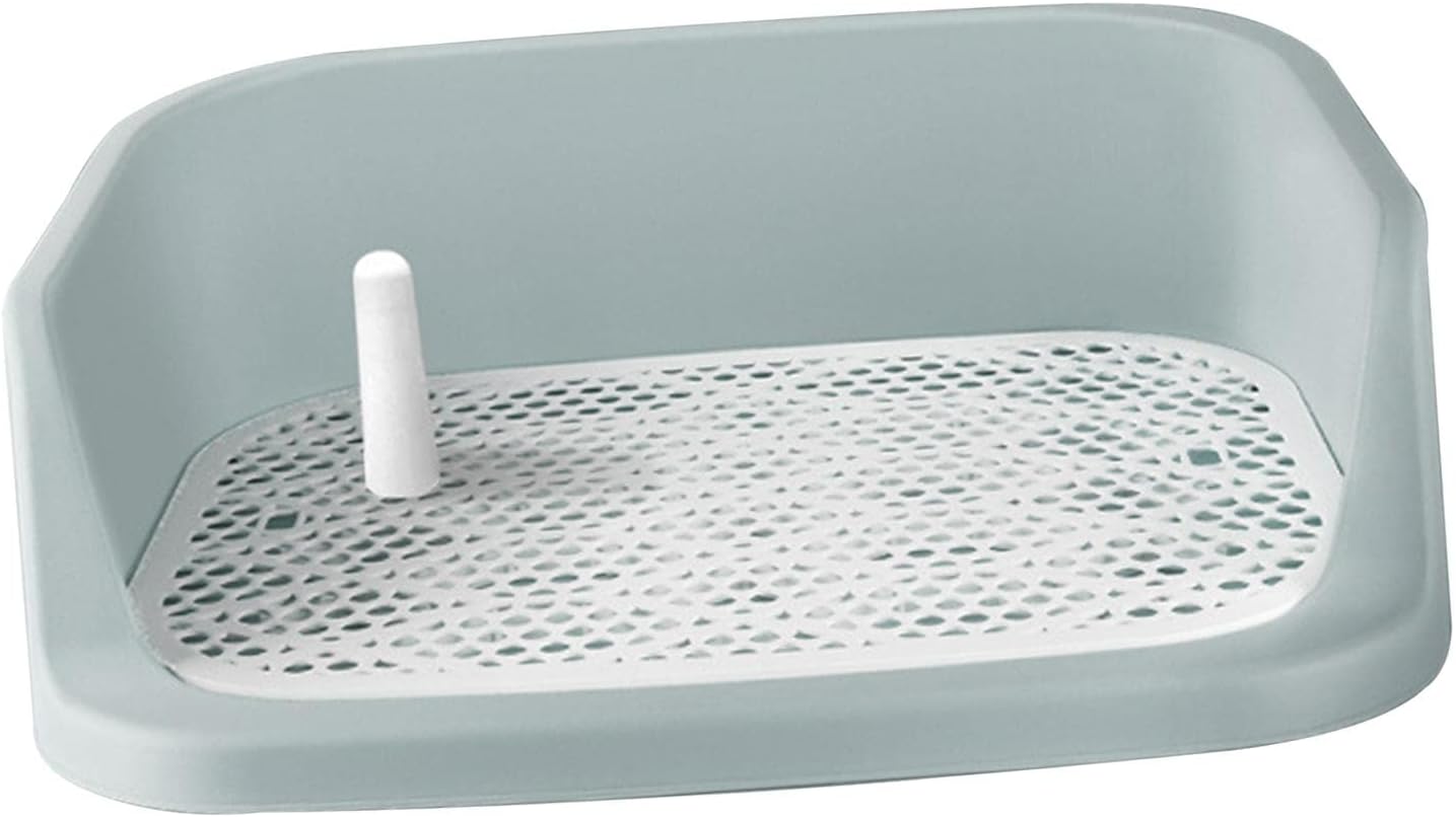 Dog Toilet Puppy Potty Tray Potty Pan Litter Pan Cleaning Tool Potty Corner, Blue White