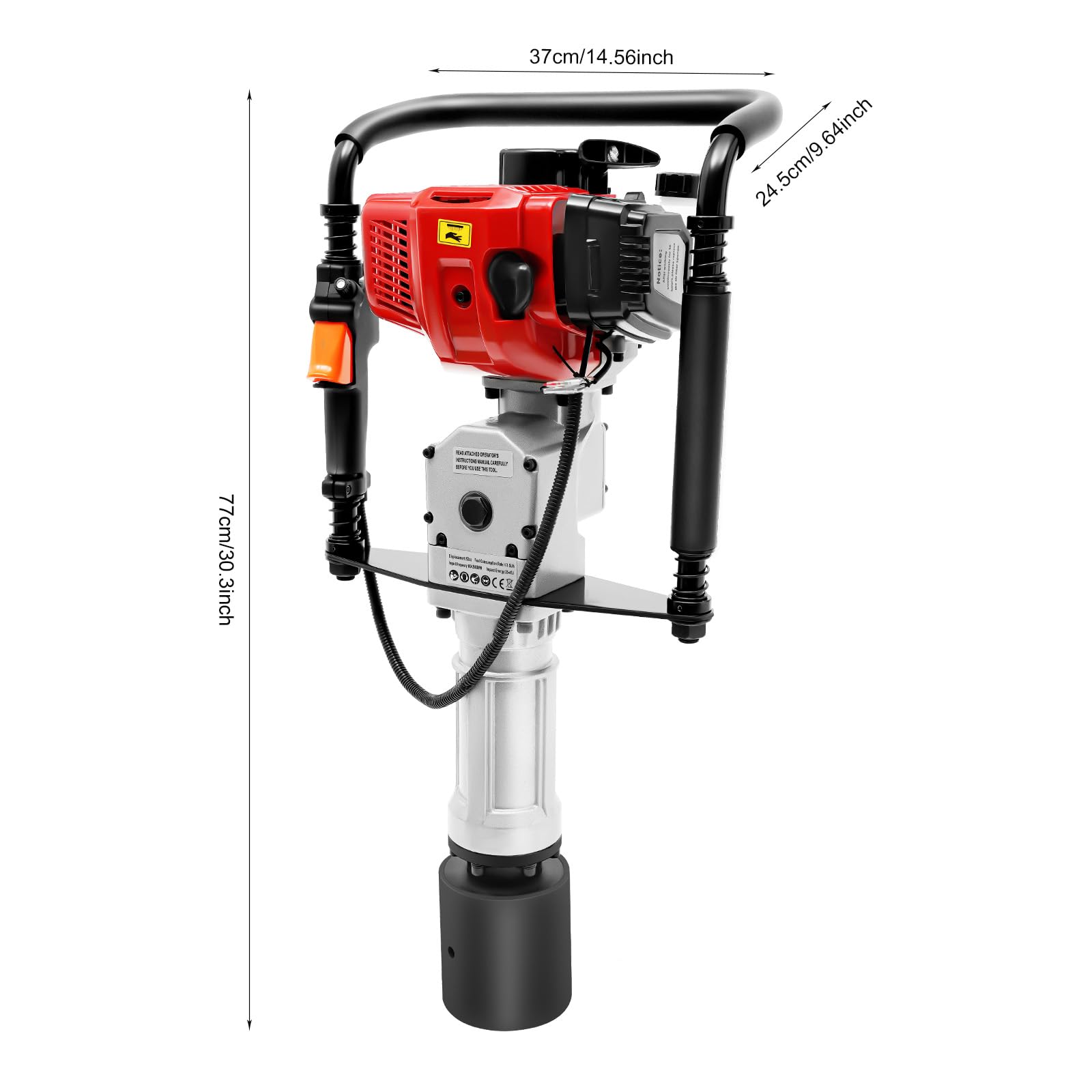 T-Piler 2-stroke 52cc Petrol-powered Pile Driver Fence Pile Driver with air-cooling Quick Pile Installation Portable Petrol Pile Driver for Piling Projects 1900W