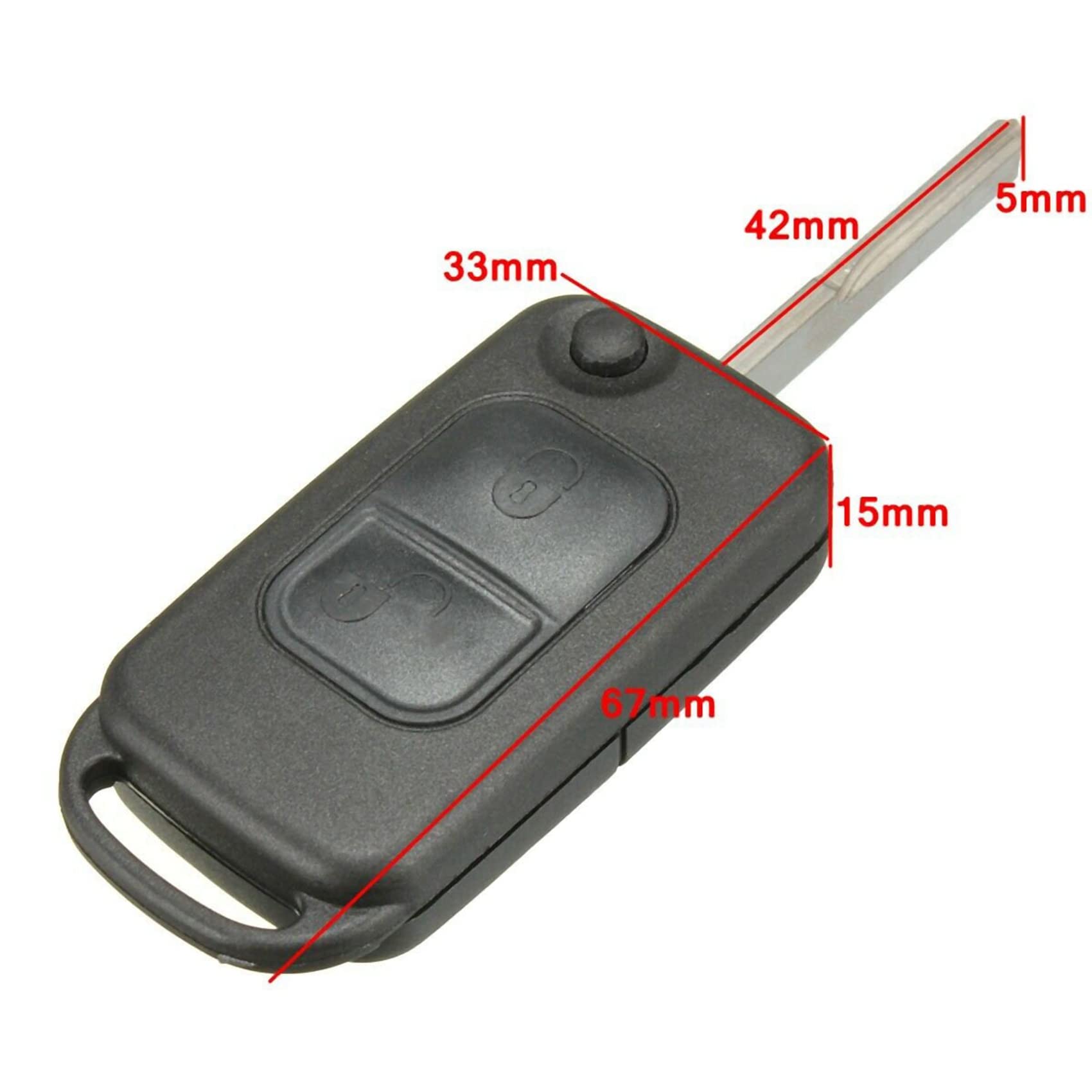 Bumdenuu 2X 2 Button Flip Remote Key Case HU64 Blade FOB for a C E S W168 W202 Car