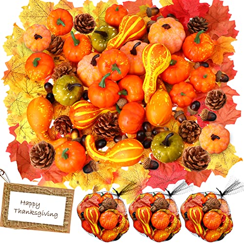 Janinka 150 Pcs Thanksgiving Artificial Pumpkins Decorations, Fall Foam Pumpkin