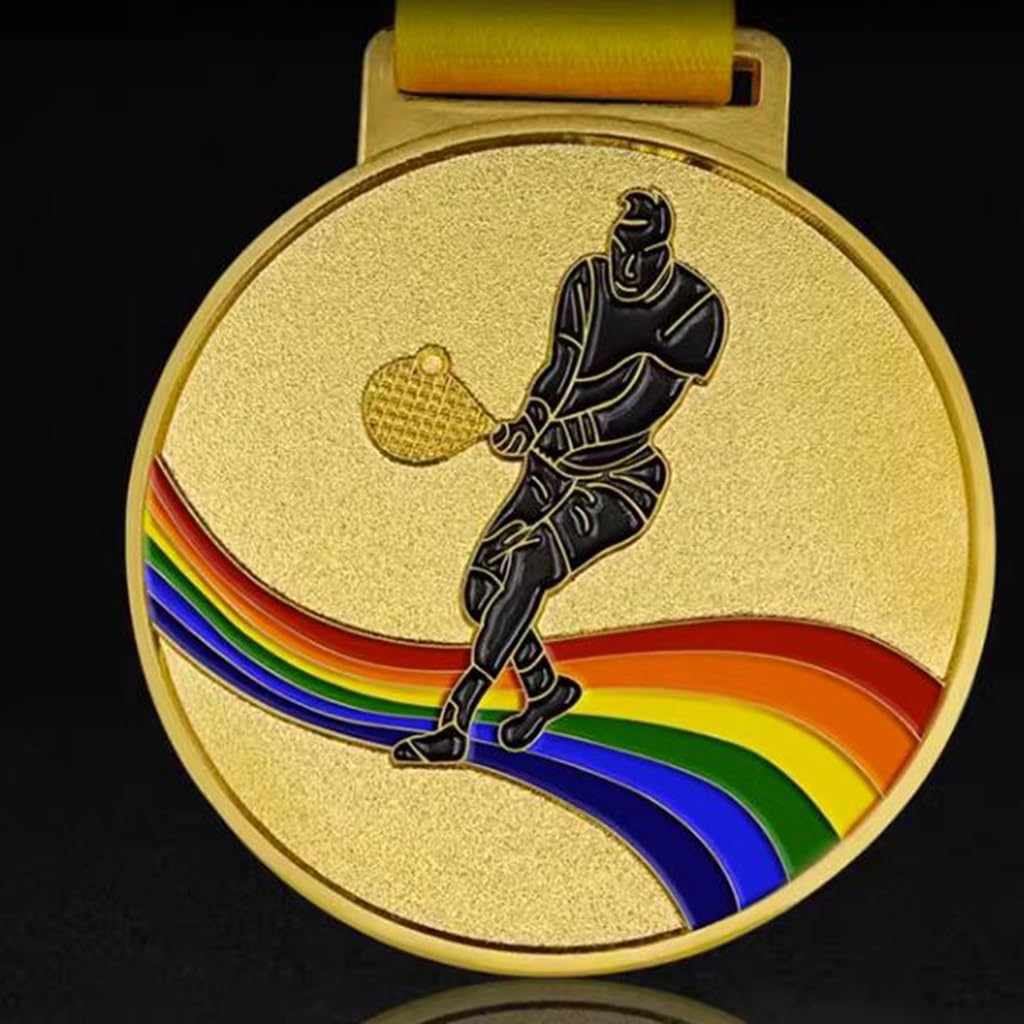 12 Piezas Medallas De Tenis, Medallas De Oro para Equipos De Torneos De Tenis con Cinta Medalla Premios Medallas De Niños Premios
