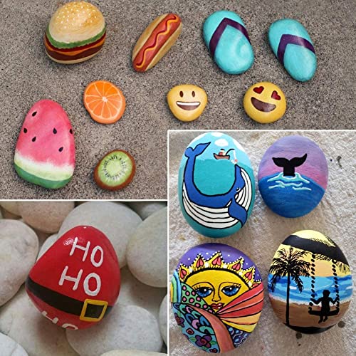Image of White Pebbles for Painting, 45 Pic Stone 2-3 inches Perfect for Painting Kindness Kids Party,Crafts Garden, Landscape and Decorative Pebbles Stones
