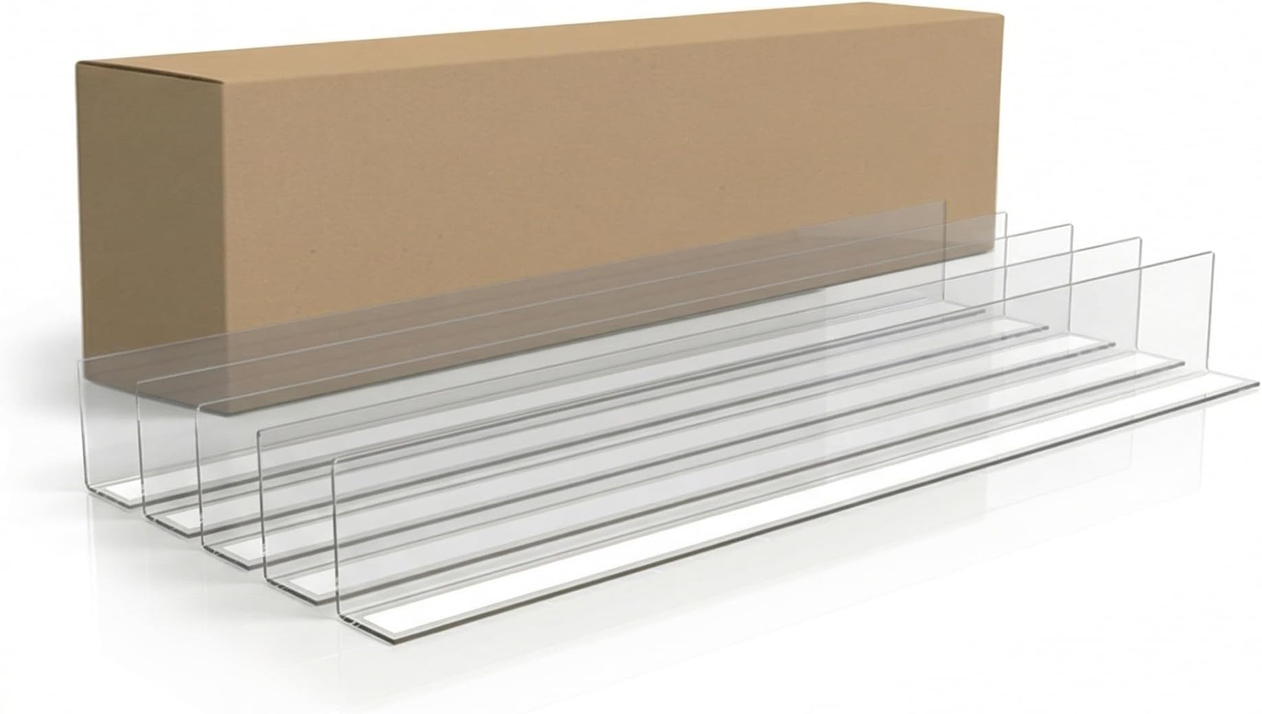 Clip Strip Corp. 50 Pack Shelf Dividers for Retail Stores, 1" H x 17-9/16" L, 15 mil Clear PVC Retail Shelf Separator w/Adhesive Mount, SD-1518