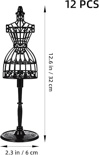 Miniatura 7 de Gadpiparty 12 piezas de ropa para muñecas, modelo de arte hueco, marco de ropa, vestido de mini maniquí para exhibición de juguetes de muñeca