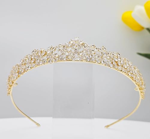 Miniatura 3 de Coronas y tiaras de boda de circonita cúbica para mujer, corona de quinceañera con circonita cúbica dulce de 16, diadema pequeña plateada y dorada,