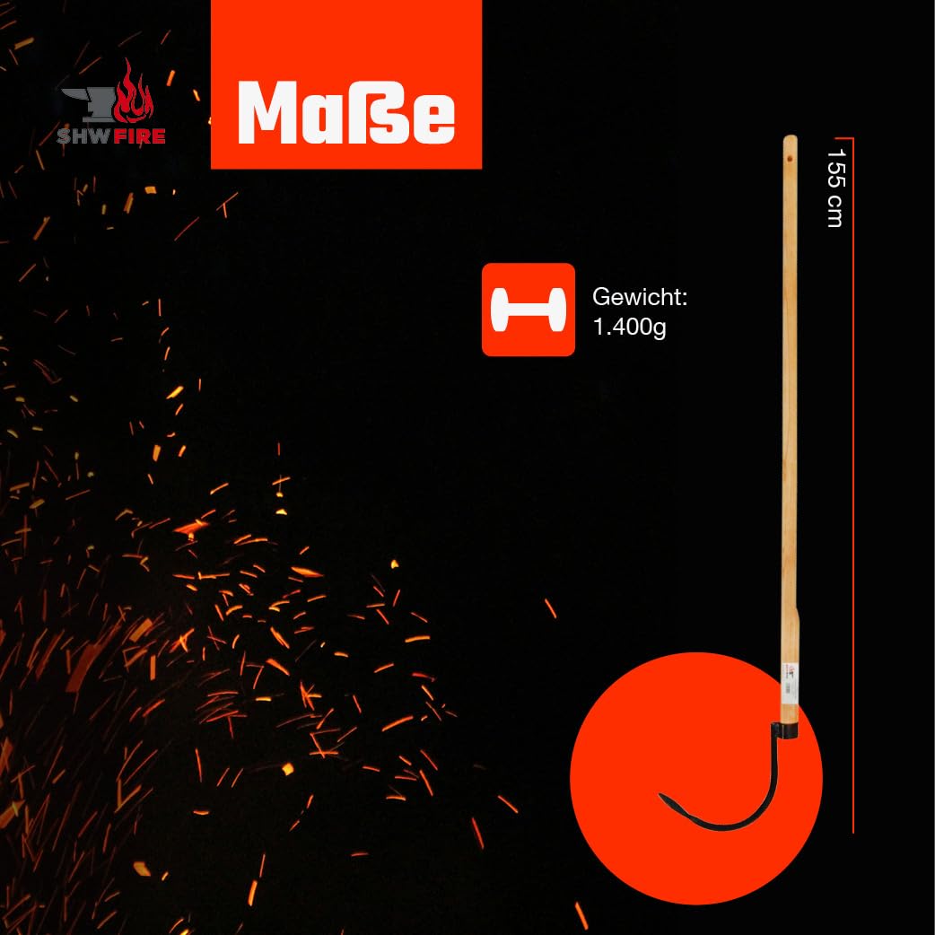 SHW-FIRE | Bio-Kultivator 135 cm mit geschmiedetem Sauzahn, robuster Spezialstahl, ergonomischer Eschenholzstiel, ideal für Hochbeete und eng bepflanzte Gärten | Made in Germany