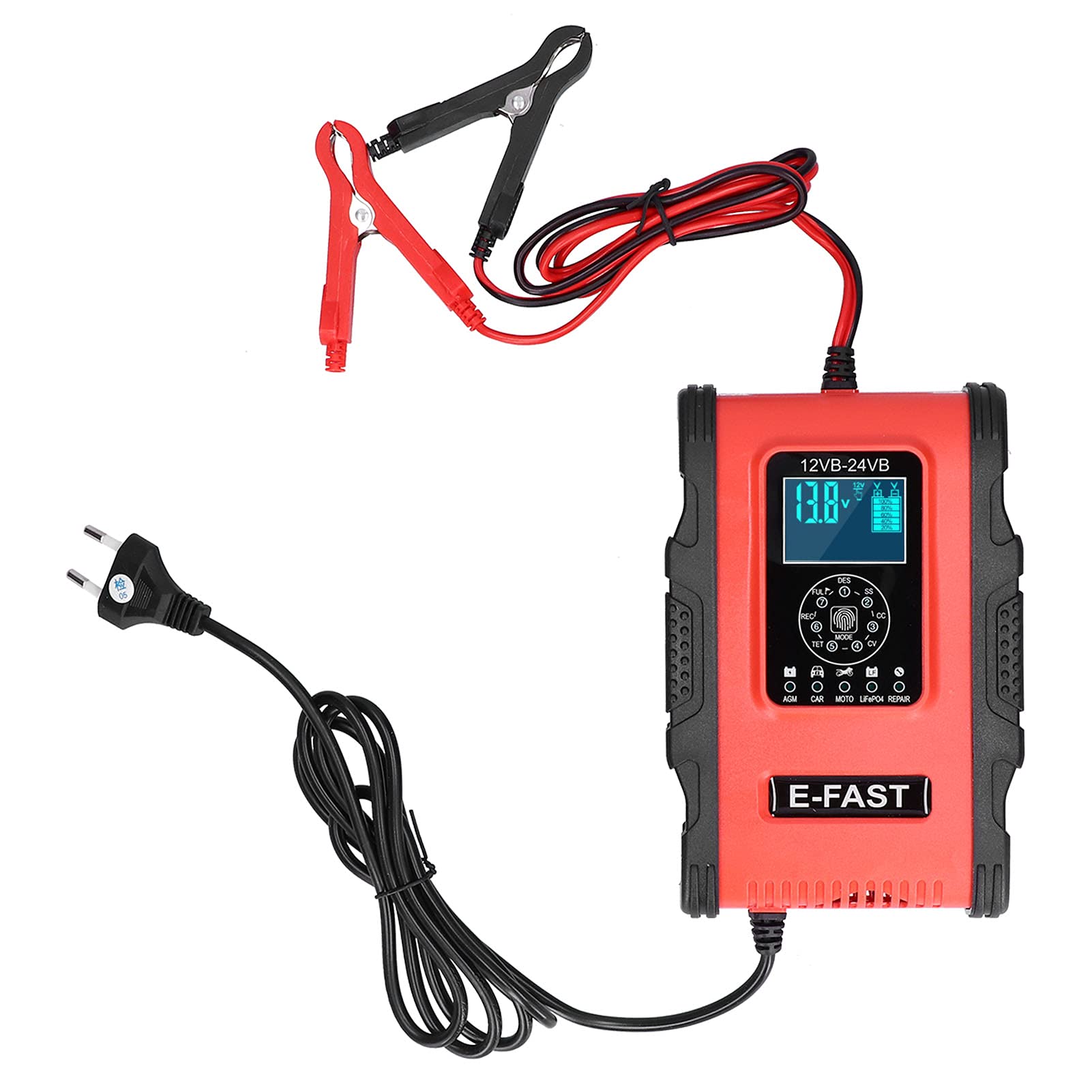 Caricabatteria intelligente, riparazione a impulsi Caricabatteria per auto con ricarica a 7 stadi 12V/12A 24V/6A Protezioni multiple per auto per moto per barca
