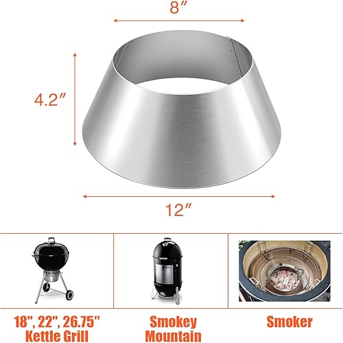 Miniatura 2 de QuliMetal Barbacoa Whirlpool para Weber Kettle 22 26.75 pulgadas WSM, huevo verde grande, Kamado Joe, Weber Smokey Mountain Charcoal Briquet