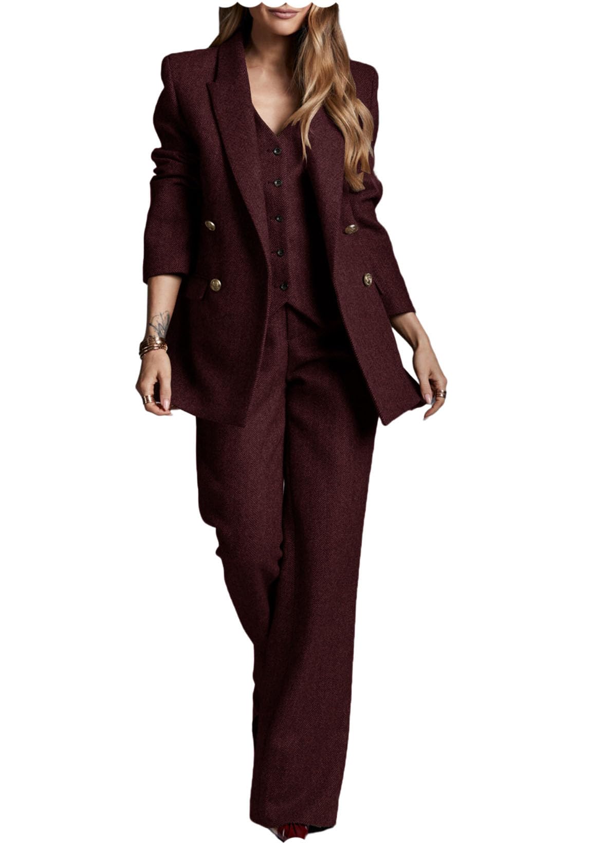 Women's Herringbone Tweed 3 Piece Suit