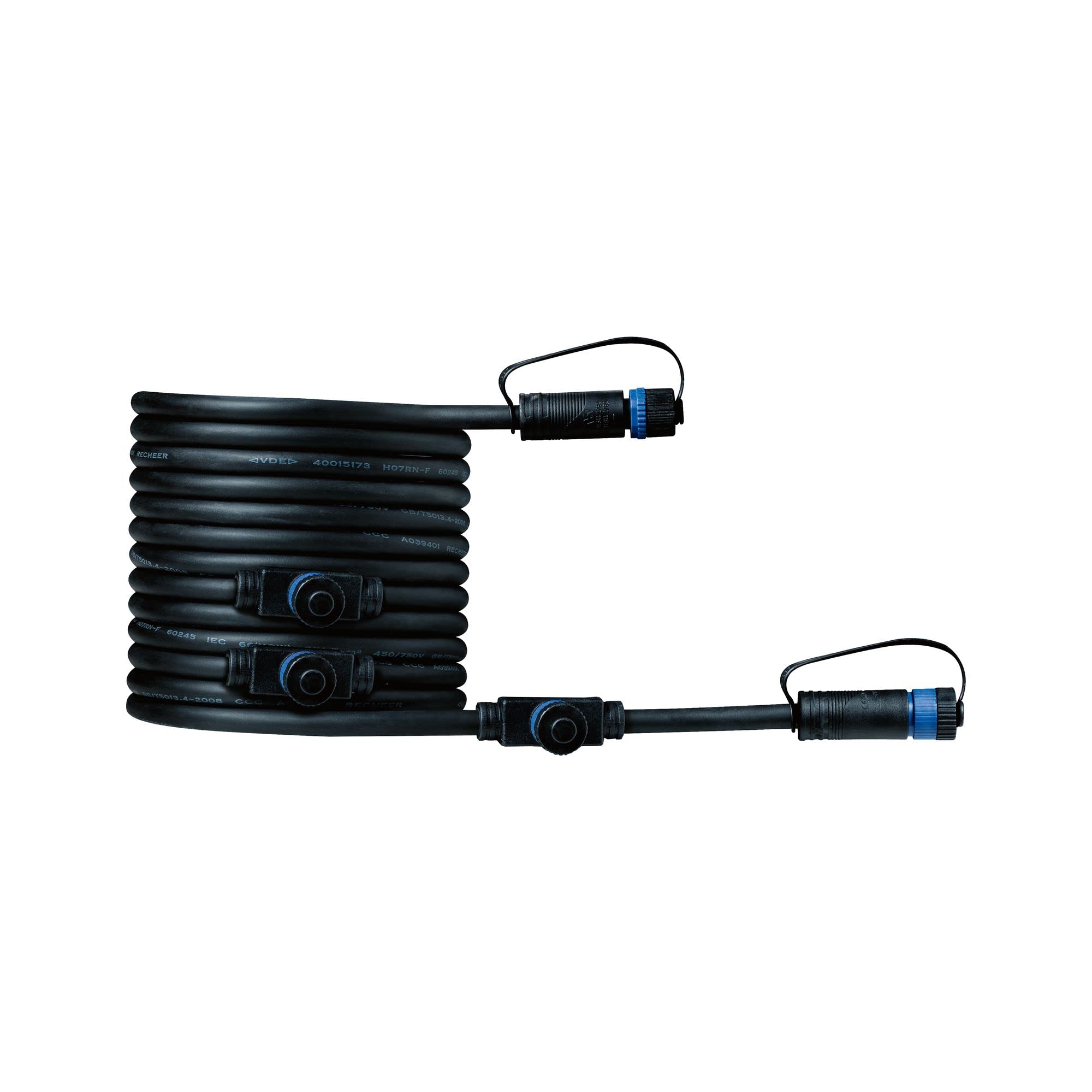 Paulmann 94596 Plug & Shine lampa zewnętrzna kabel 5 m 4 wyjścia IP68 czarny maks. 150 W czarny system oświetlenia ogrodowego tworzywo sztuczne