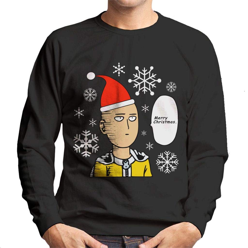 Cloud City 7 One Punch Man Merry Christmas Ok Men's Sweatshirt Black