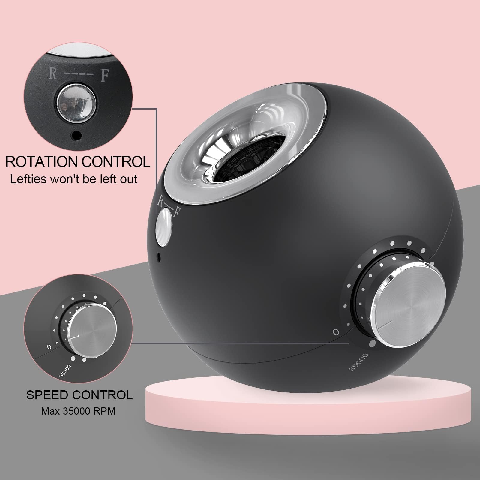 Delanie Fresa per Unghie Professionale, Trapano per Unghie per Manicure e Pedicure, Velocità Regolabile 35000 RPM Rimozione Gel Grigia