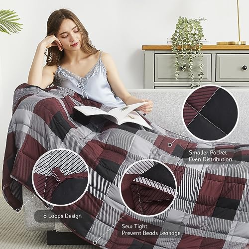 L'AGRATY Weighted Blanket - 60"x80" 25lbs Cooling Breathable Heavy Blanket Microfiber Material with Glass Beads for Adult All-Season Summer Fall Winter Soft Thick Comfort