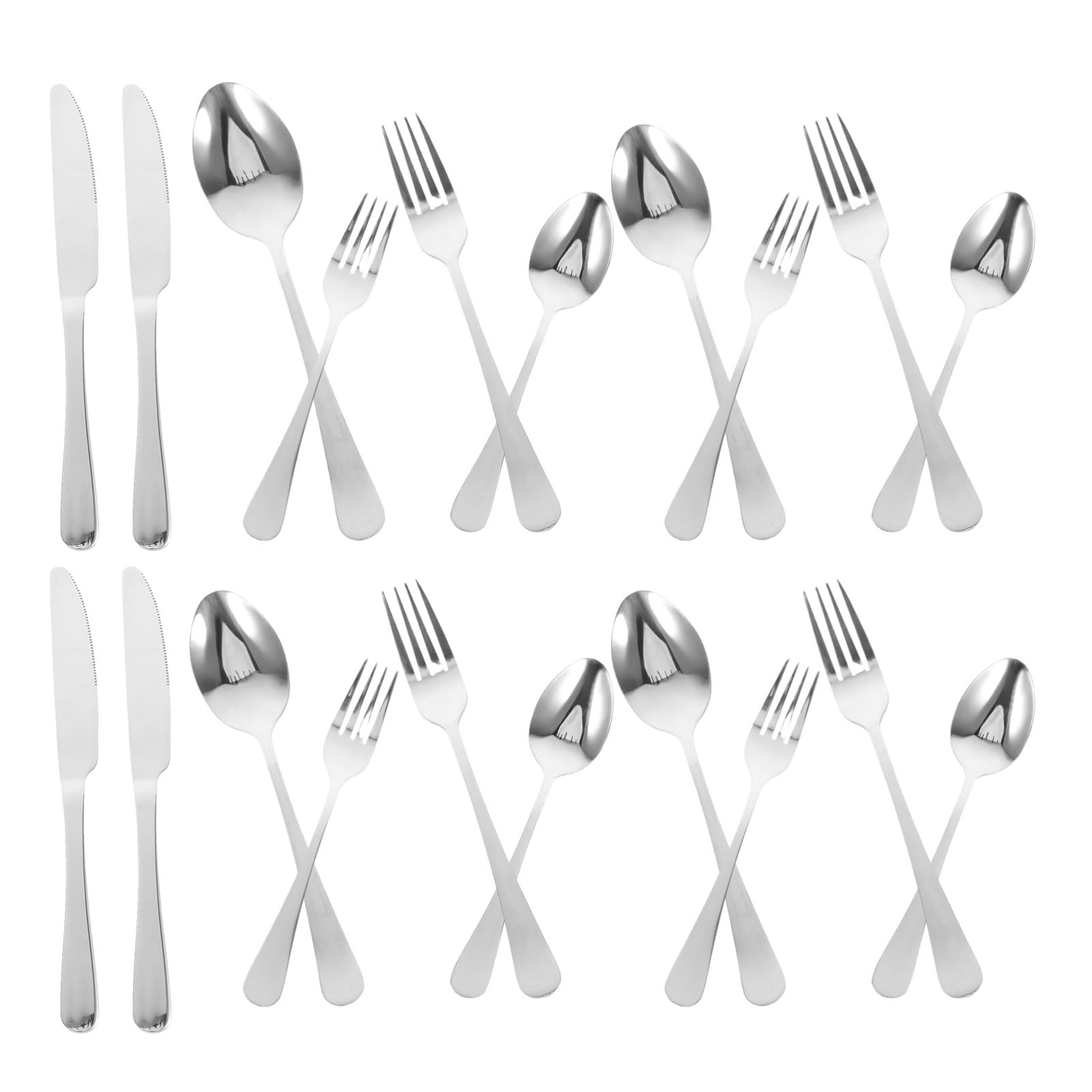 COLLBATH 20pcs Stainless Steel Silverware with Steak Knives Forks Spoons and Tea Spoons Elegant for Home Restaurant and Cafe Dining
