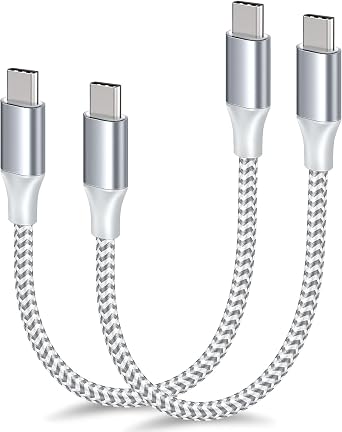 2Pack-1FT Short Braided USB C to USB C cable 60W Type C Fast Charging Cord