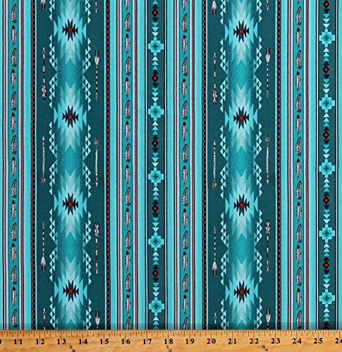 Cotton Southwestern Stripe Arrows Feathers Native...