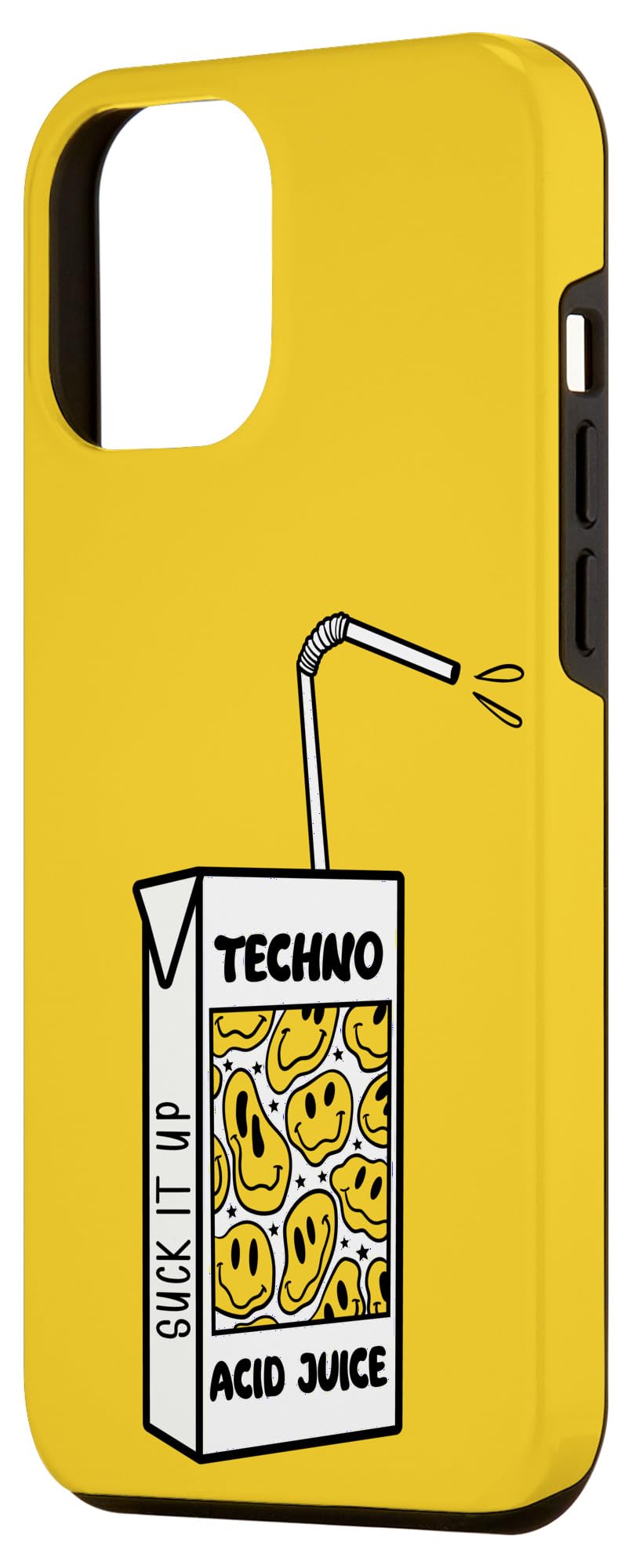 Techno Acid Juice Carton, Cool & Creative Acid House Design Case for iPhone 15 Plus - Image 2