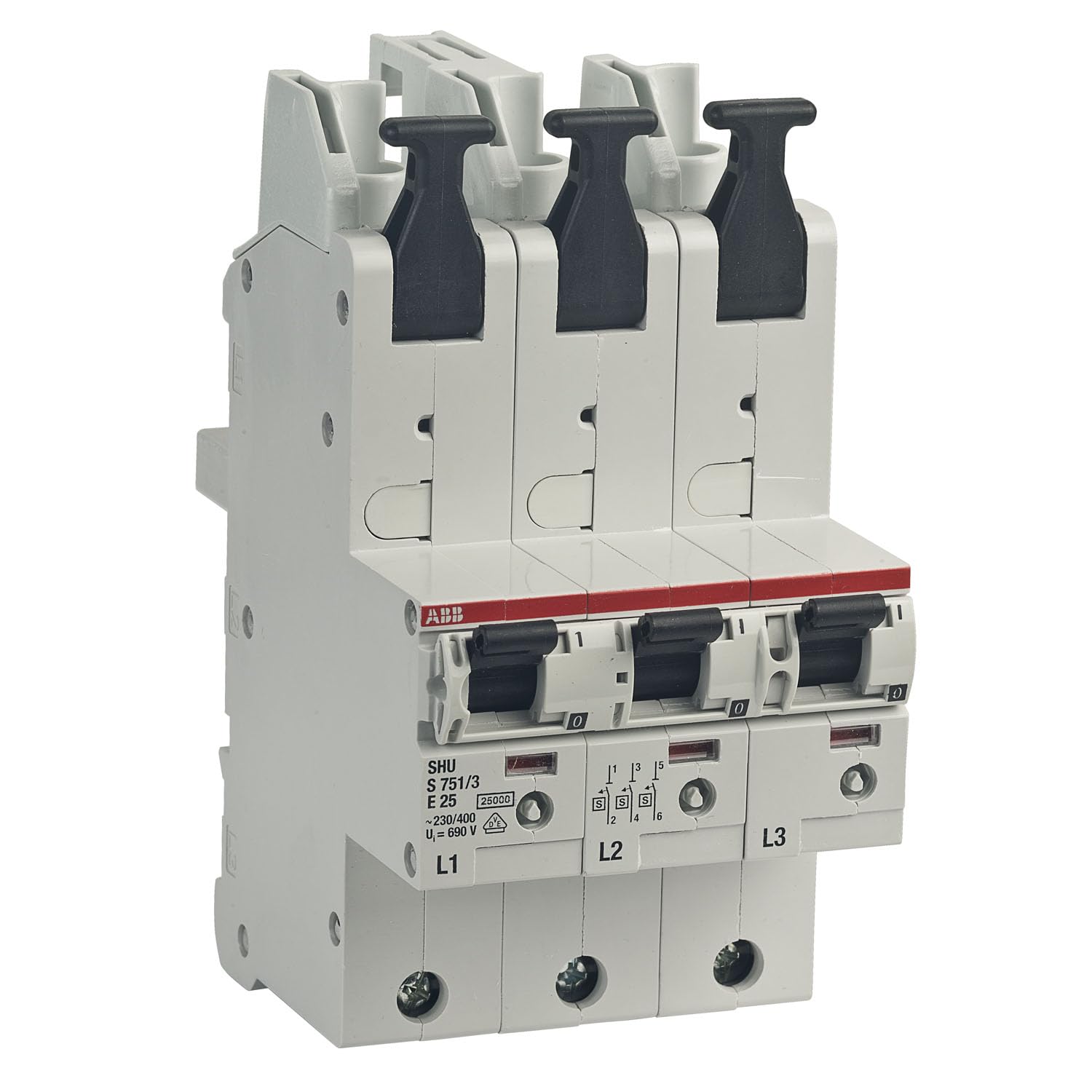 SLS-Schalter ABB S751/3-E25 selektiver Hauptsicherungsautomat SHU 25A 3x 1-polig mit Stecktechnik