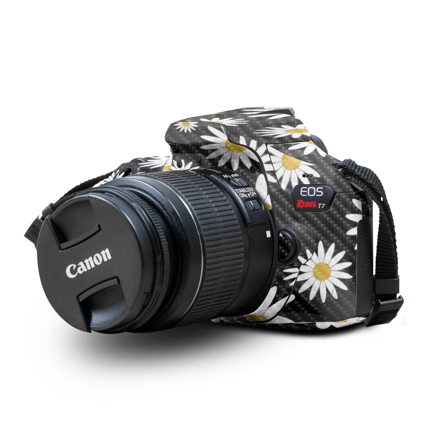 Carbon Fiber Skin Compatible with Canon EOS Rebel T7 Camera - Daisies - Premium 3M Vinyl Protective Wrap Decal Cover - Easy to Apply | Crafted in The USA by MightySkins