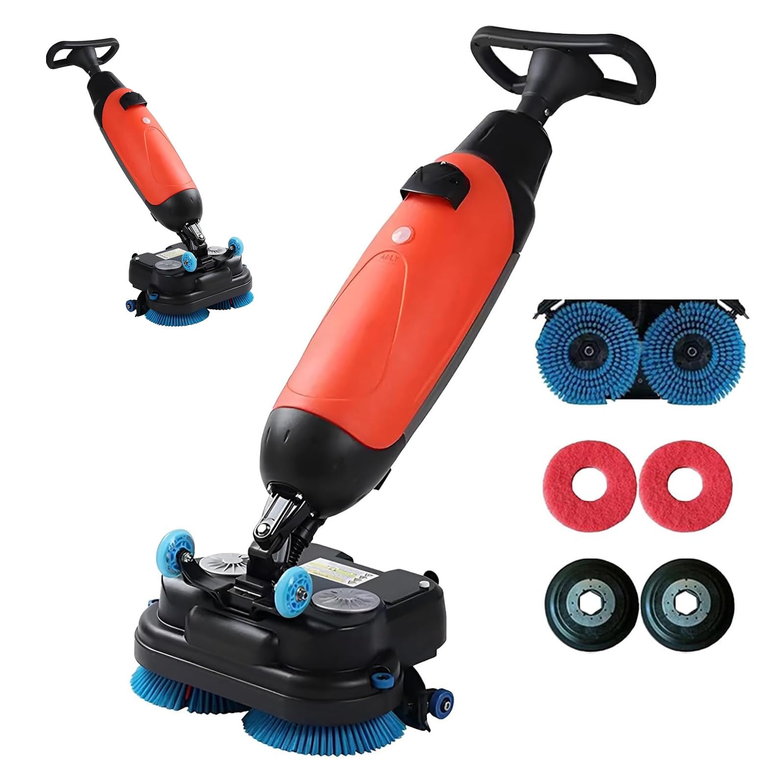LURECAQING Commercial Walk Behind Floor Scrubber Dryer, Rechargeable, Dual Brush System, 360°Steering, 17" Scrub Path, 4.5L+7.5L Dual Tanks, Efficiency Cleaning for Hotels, Schools & Offices