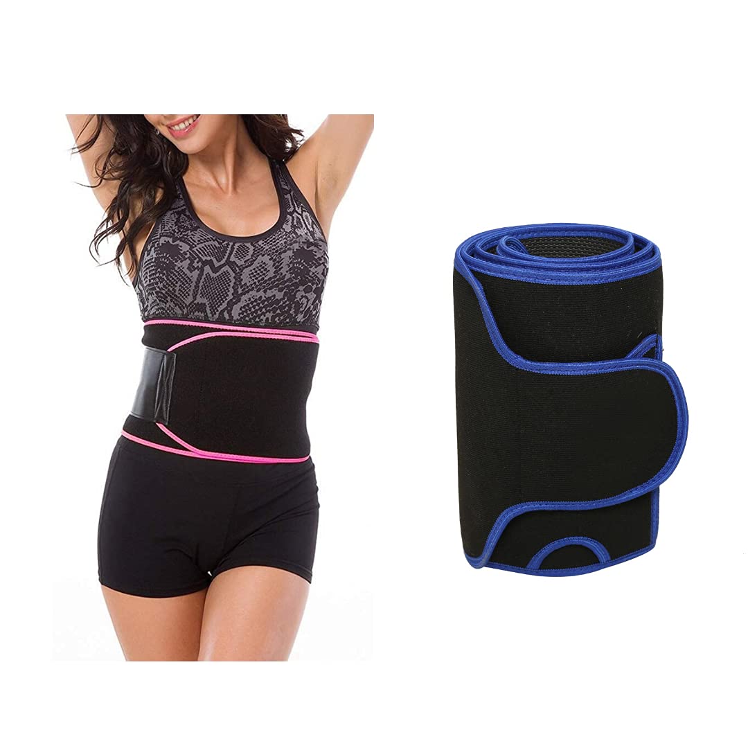 obliss Sweat Shaper Belt Pocket Blue, Sauna Slim Belt Pink for Waist Trainer Combo Free Size- Tummy Trimming Exercise for Both Men and Women (B09D3ZJXL4) Amazon Price History, Amazon Price Tracker