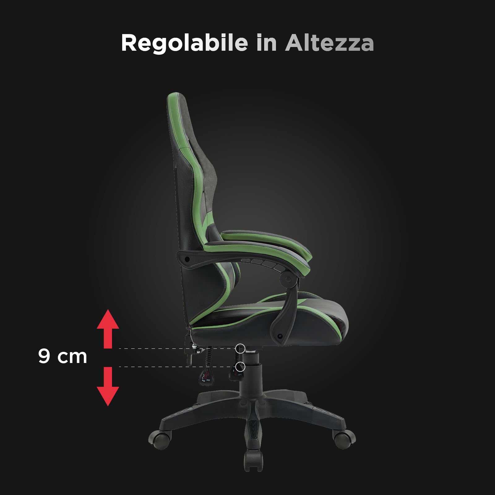 Nuwo Odin Sedia Gaming Ergonomica, Sedia PC Computer Gaming Ufficio, Braccioli Imbottiti Curvi, Schienale e Altezza Regolabile, Supporto Lombare e Poggiatesta, 120 Kg, Verde Militare