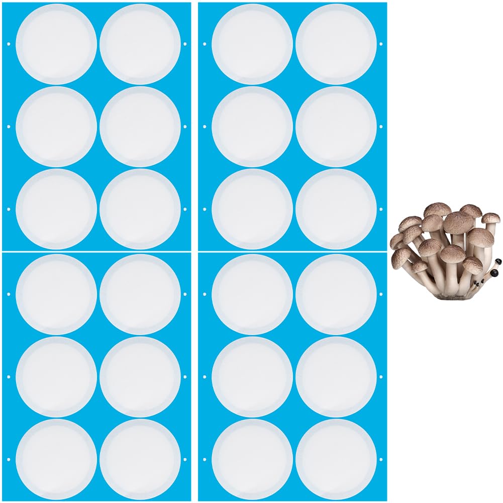 GORGECRAFT 24Pcs 4 Sheet Synthetic Filter Paper Stickers 76 mm Filter Disc 0.3μm Wide Mouth Mason Jar Filters Patch Self Adhesive Tape Sticker for Mushroom Cultivation Jar Lids Mason Jars