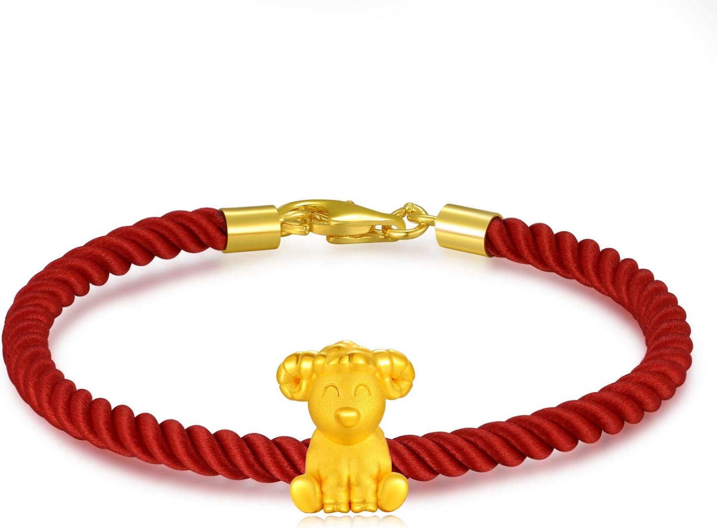 24ct Gold (999 Chuk Kam) Hypoallergenic Newborn Baby Fortune Lucky Charm Bracelet (5.5 inches), Boy Girl Infant Birth Jewellery Gift