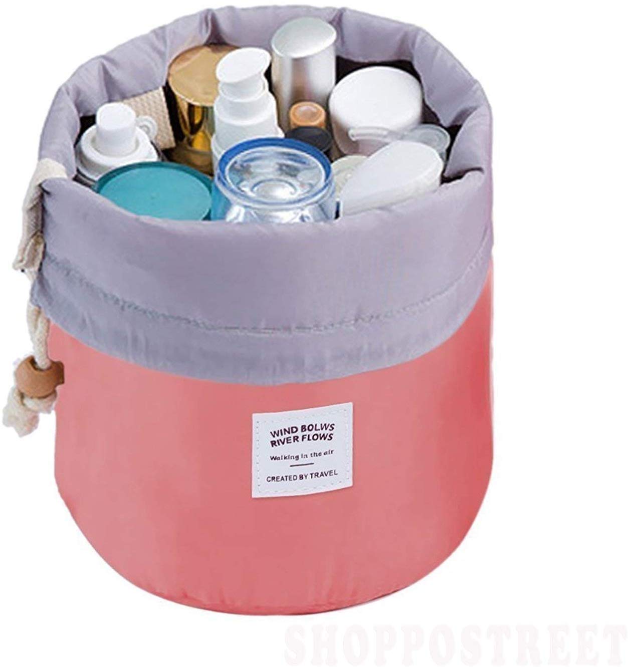 GIMFRA Women's Multicolour Cotton Round Makeup Bag Pouch