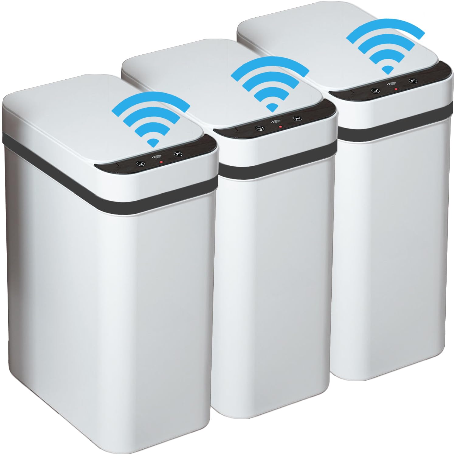Photo 1 of 3 PACK - Bathroom Garbage Can with a Lid - 2.5 Gallon Automatic Trash Cans