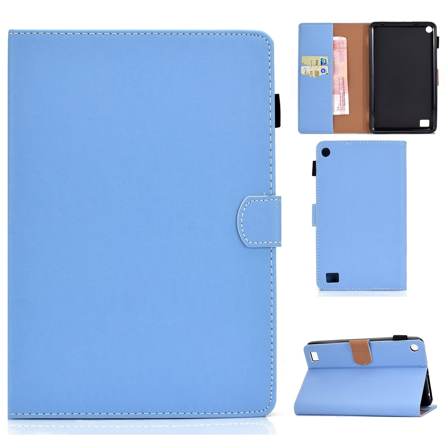 Custodia per tablet per Kindle Fire 7 2019/2017/2015 (9a/7a/5a generazione), custodia protettiva a prova di caduta per tablet con slot per schede/accensione automatica del sonno, viola