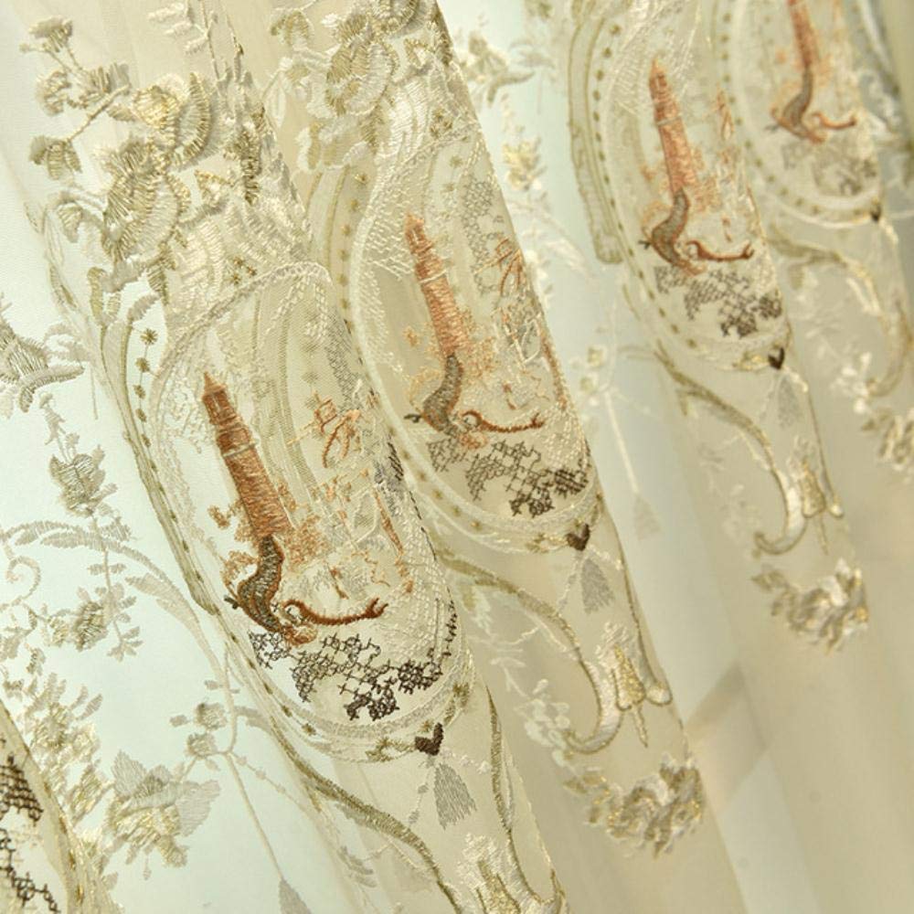 SSXCO European American jacquard curtain for living room bedroom villa high-end artificial silk French pelmet valance curtains,Tulle,W400xL260cm 1pc